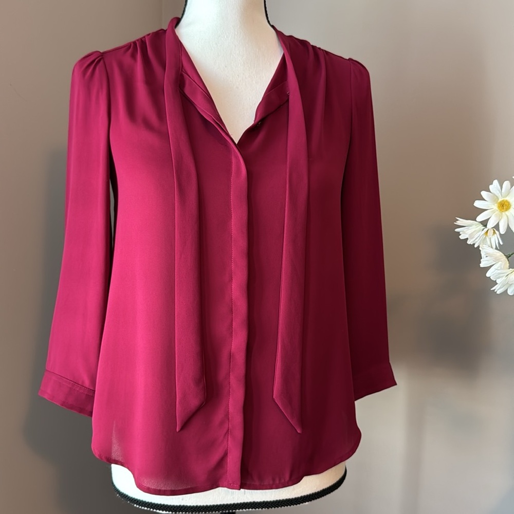 Loft Women’s Raspberry Blouse Size XSP - Picture 3 of 8